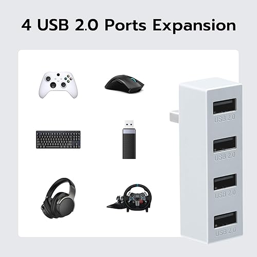 Vista 4 de Mcbazel Hub USB 2.0 de 4 puertos para Xbox Series S, adaptador de expansión portátil de alta velocidad, compatible con consola Xbox Series S