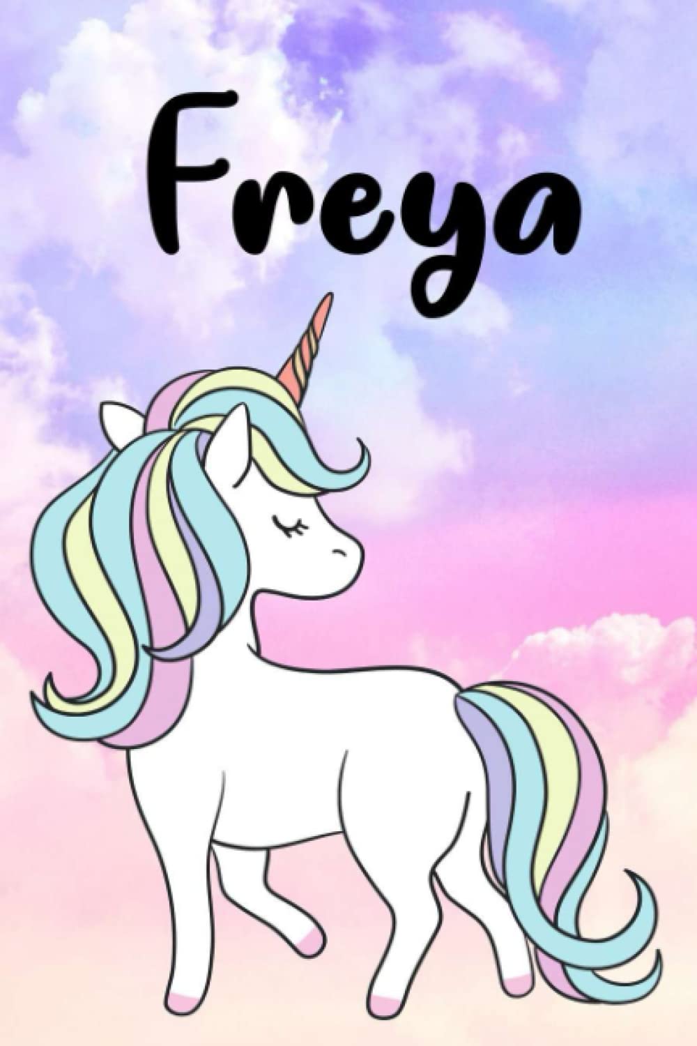 Freya: Personalized Freya cute unicorn journal notebook, Diary for Women, Girls, 6x9, 120 Pages