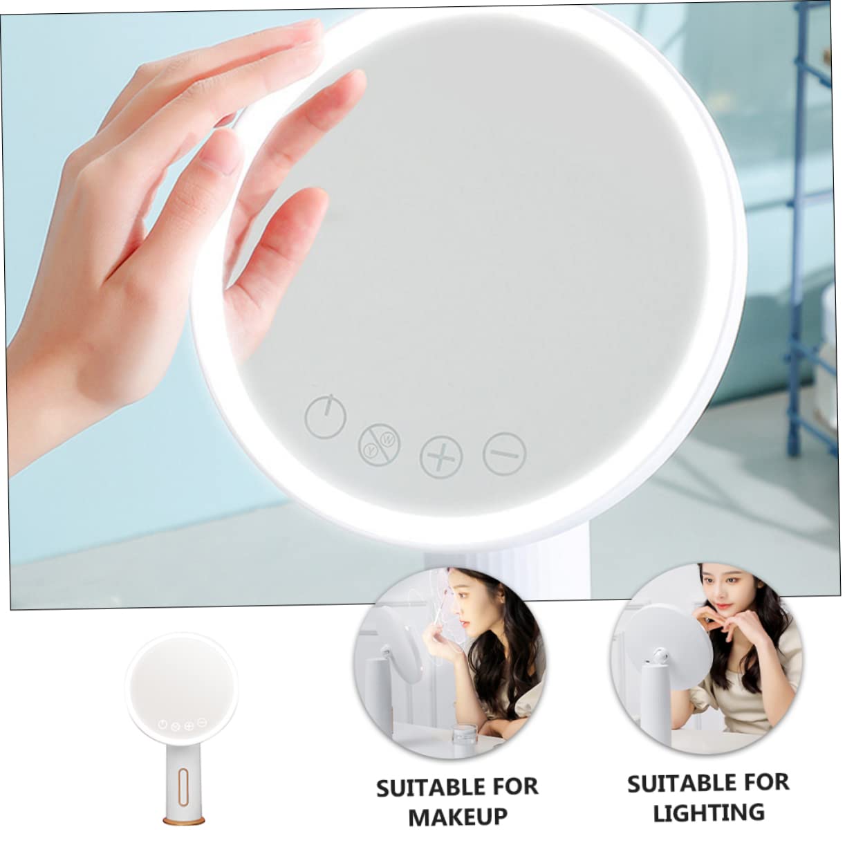 DOITOOL Espejo de Maquillaje LED de Aumento 2000 Mah Blanco | Abs y Vidrio, Carga Usb, Estilo Simple y Aspecto Chic, Adecuado para Mujeres en Cumpleaños y Halloween