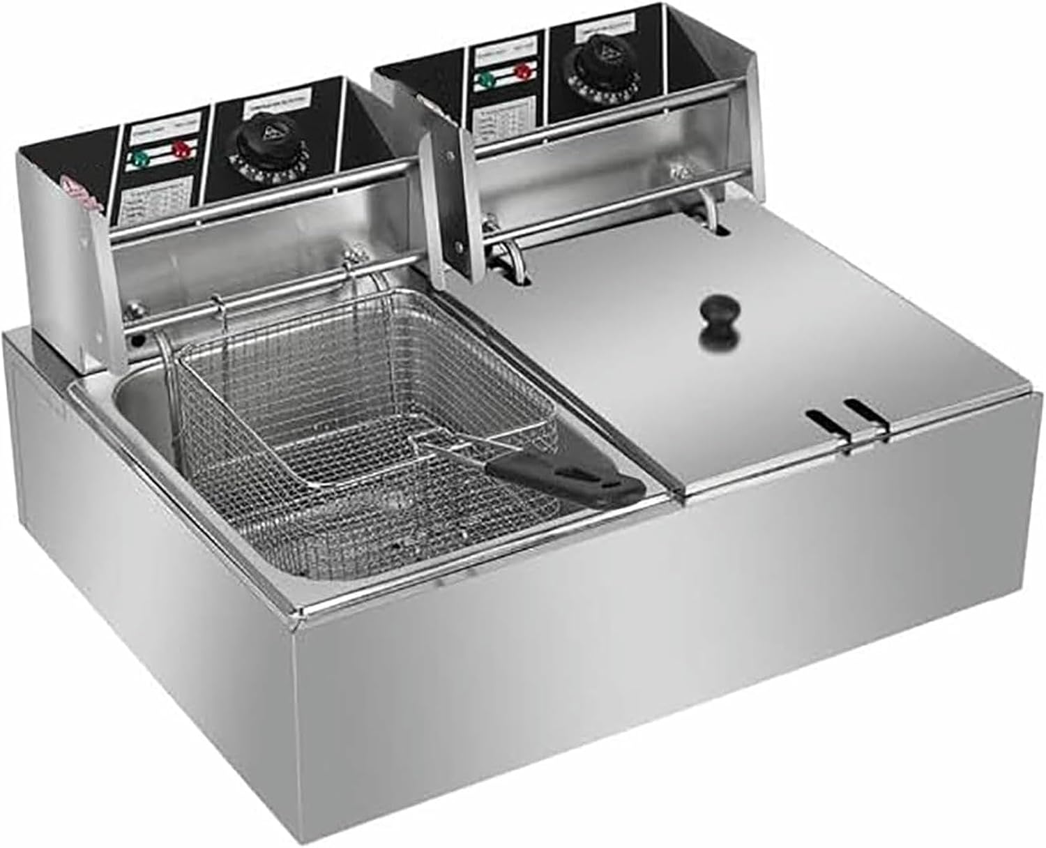 5000W Tank Electric 12Ldual Deep Fat Fryers, Electric Oil Fryers, Frying Machine with Removable Basket-