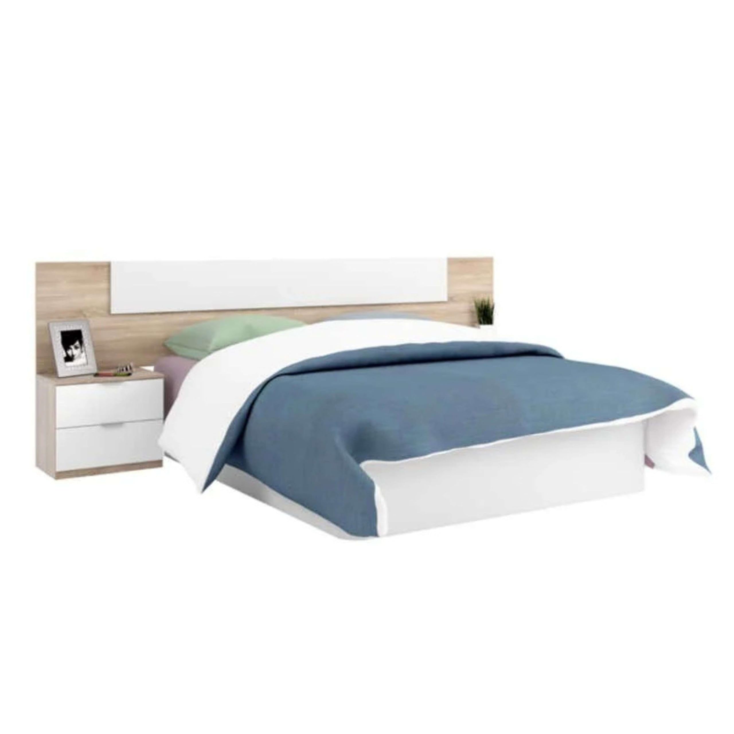 Miroytengo Pack Muebles Dormitorio Estilo Nórdico para Camas 150 cm (Cabezal+2 Mesitas+Armario)