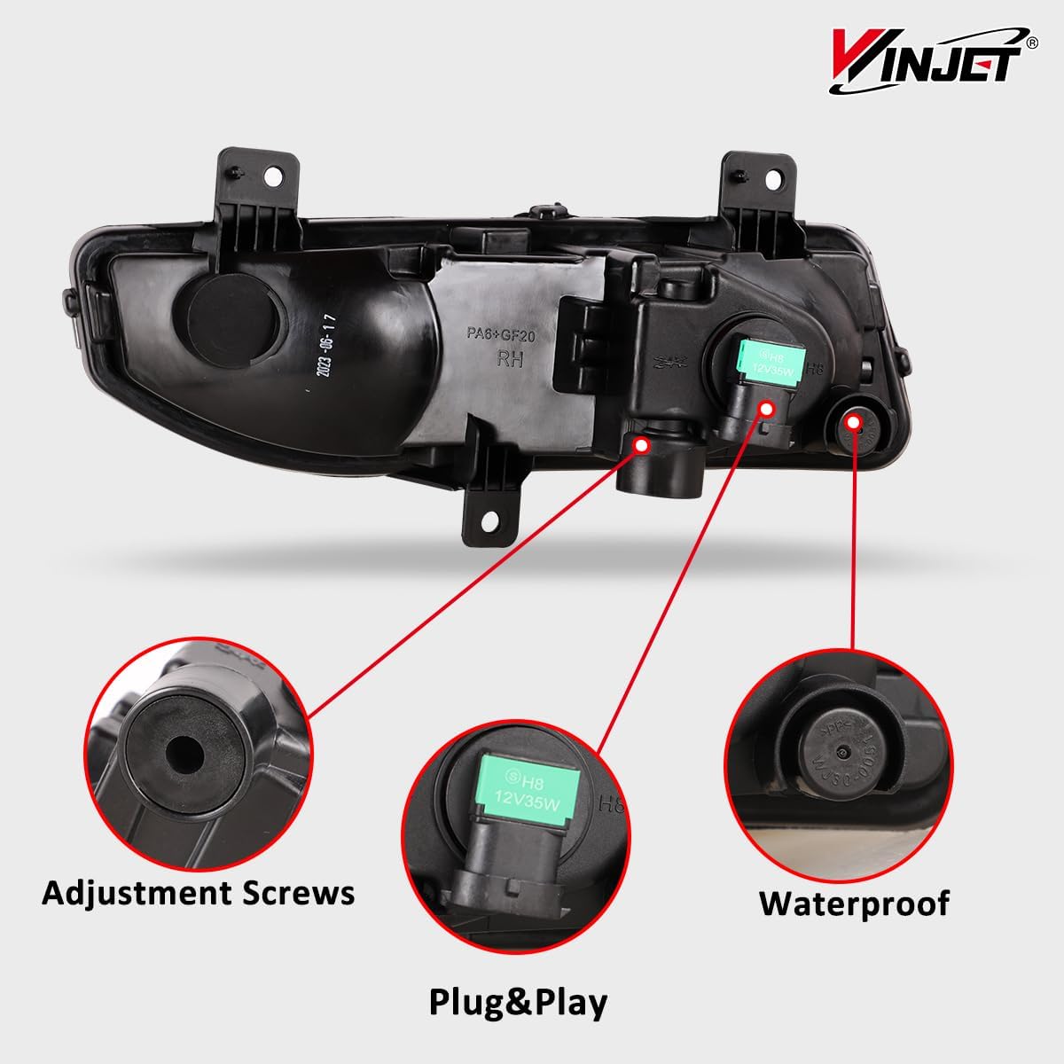 Winjet Fog Lights Fit For 2022-2025 Nissan Frontier S/SV models ONLY, OEM Fog Lamp with H8 12V 35W Halogen Bulbs, Driving Fog Lamps Replacement w/Wiring and Switch Kit Clear Lens