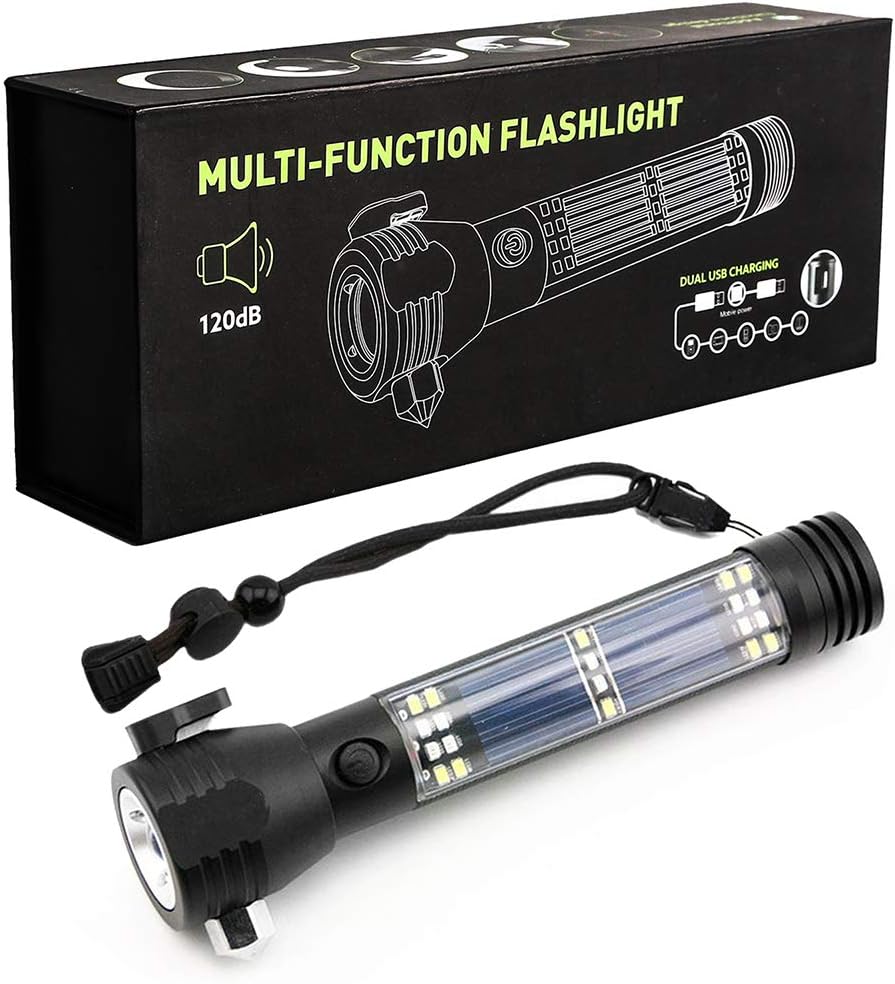 Brightest and Best LED Tactical Flashlights Set with Water Resistant : 200 Bright Lumen Flashlight & Mini 150 Lumen Flashlight,Solar Powered & USB Rechargeable,Perfect for Indoor & Outdoor, Camping