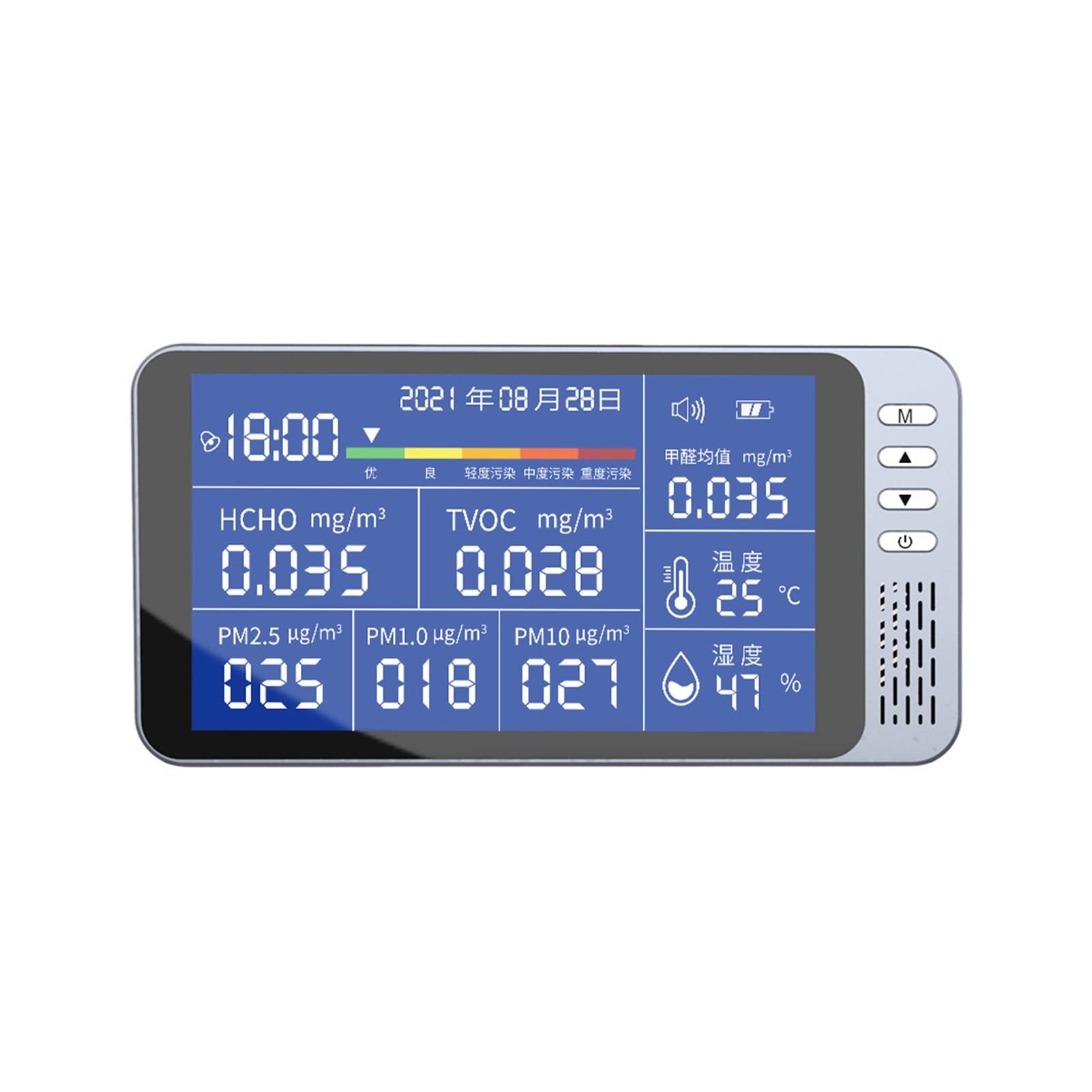 Gas Leak Detector Formaldehyde Detector Wall-Mounted Pm2.5 Dust Haze Desktop