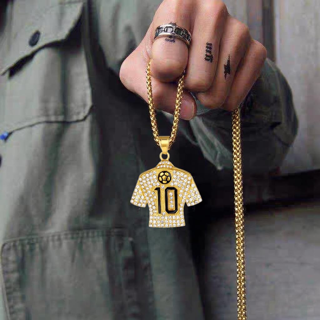No.10 Soccer Jersey Necklace for Men -Metal Football Player Gift with 24" Chain, Lightweight Sports Jewelry for Fans & Athletes. - Image 2