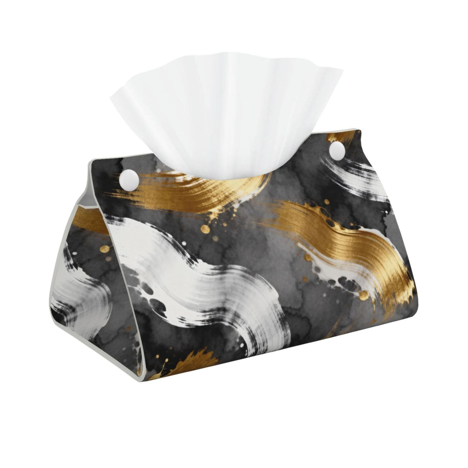Abstract ink painting Long Leather Tissue Box Cover-Waterproof PU Leather Tissue Holder for Bathroom, Decorative Rectangular Tissue Case