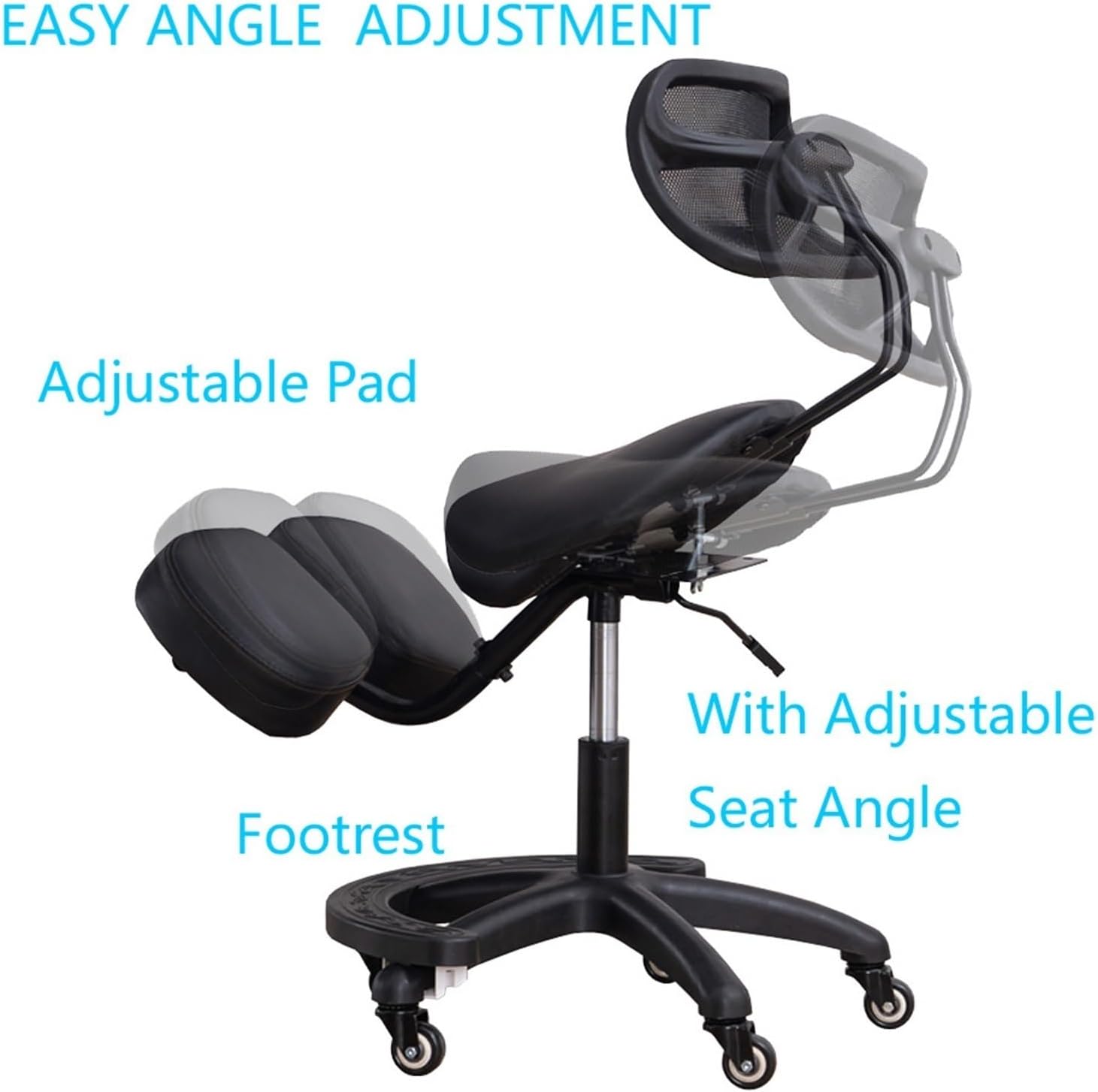 Kneeling Chair with Back Support for Office & Home | Ergonomic Posture Correction Stool | Angled Seat Design for Extended Sitting Comfort | Adjustable Computer Chair to Improve Posture
