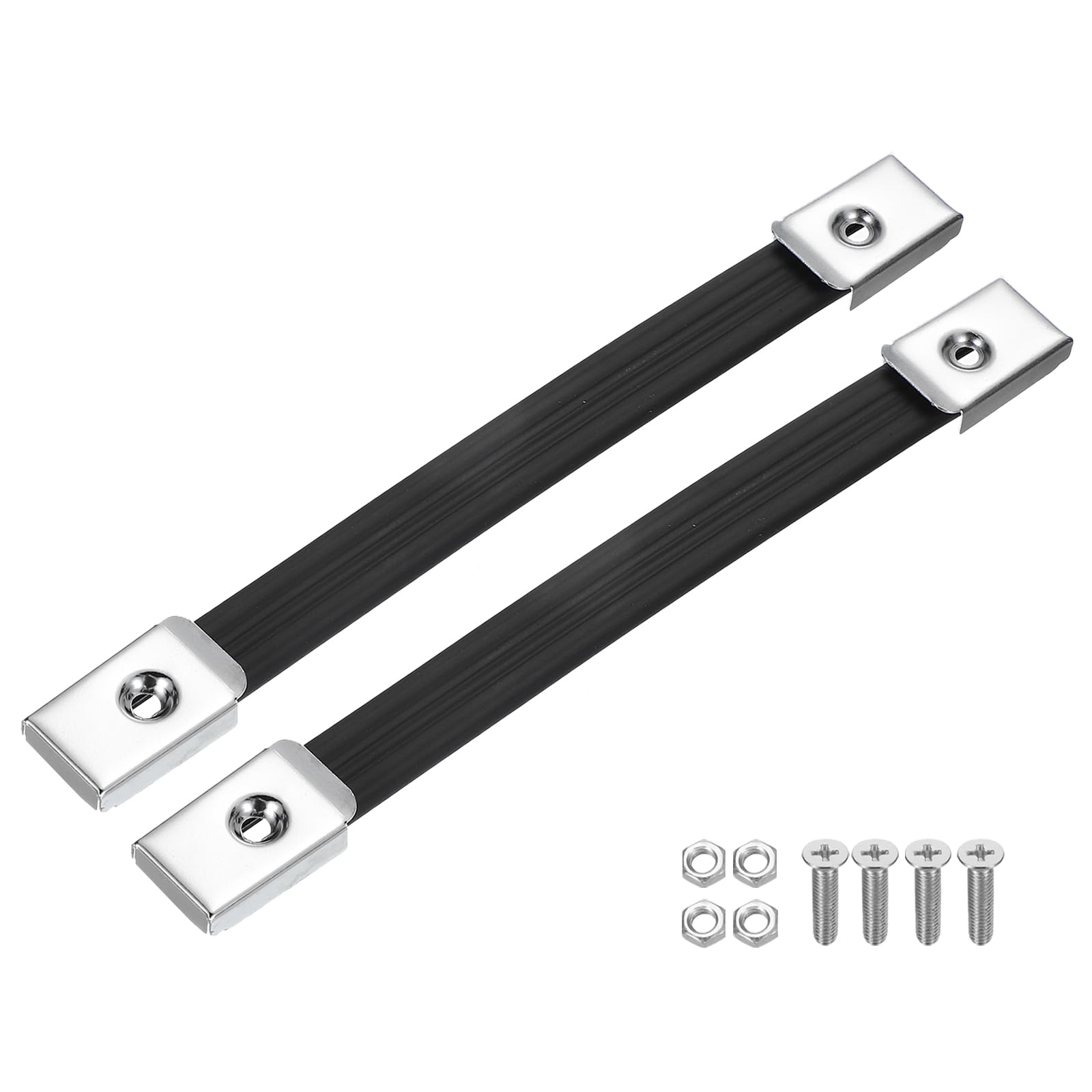 PATIKIL Handle Strap Replacement 9.5 Inch, 2Pcs Rubber Amplifiers Speaker Cabinet Strap Handle with Metal End Caps and Hardware Accessories, Silver Tone