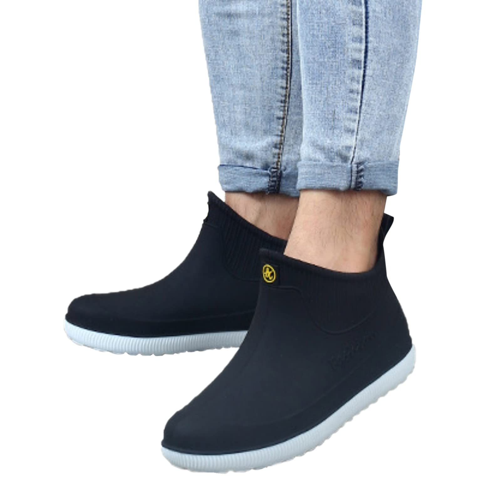 Generisch Botines de lluvia para hombre y hombre, color negro, verano, viajes, chanclas, impermeables, para jardín, pesca, lluvia, transpirables, botas de goma monocromáticas