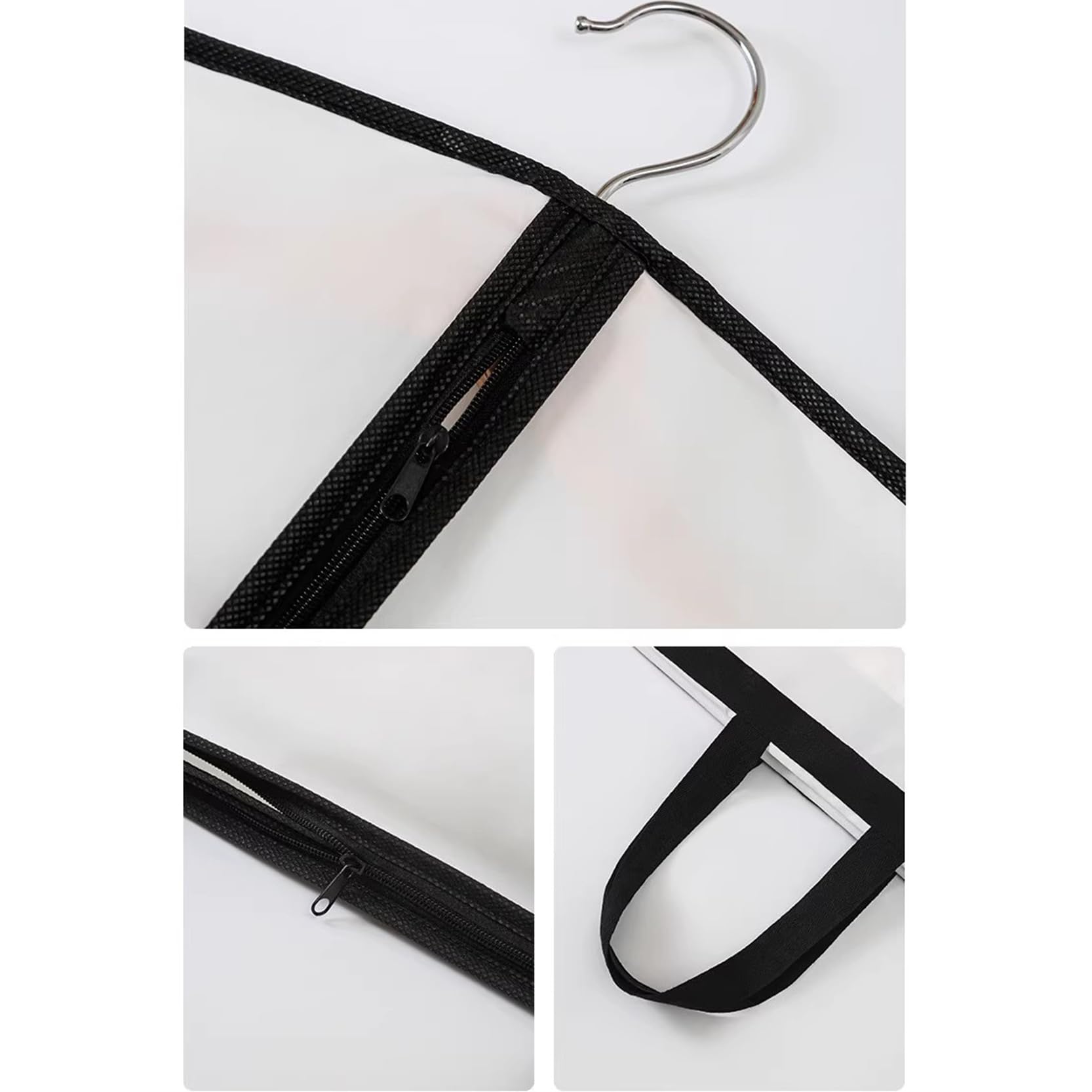 Fundas largas para bolsos de vestir de 70,86 pulgadas, bolsas plegables para vestidos de novia, fundas protectoras para ropa con cremallera, bolsas protectoras con asa de transporte, color blanco