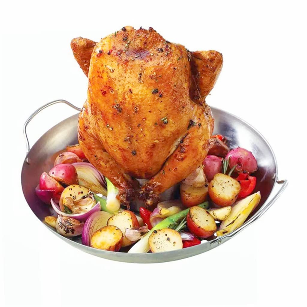 ADITAM KANBUN Barbacoa Asar Sartenes para Hornear Asador de Pollo Antiadherente Estante con tazón Pavo Hornear Barbacoa Accesorios Herramientas Double The Comfort