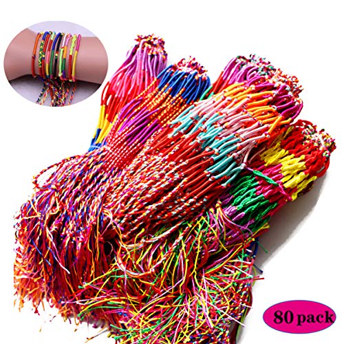 Preisvergleich Produktbild dancepandas Freundschaftsband Geflochten 80PCS Kinder Billig Handgemachte Gewebte Armbänder Bunt Geflochtene Faden Freundschaft Armbänder für Frauen Mädchen Damen Kinder - zufällige Farbe