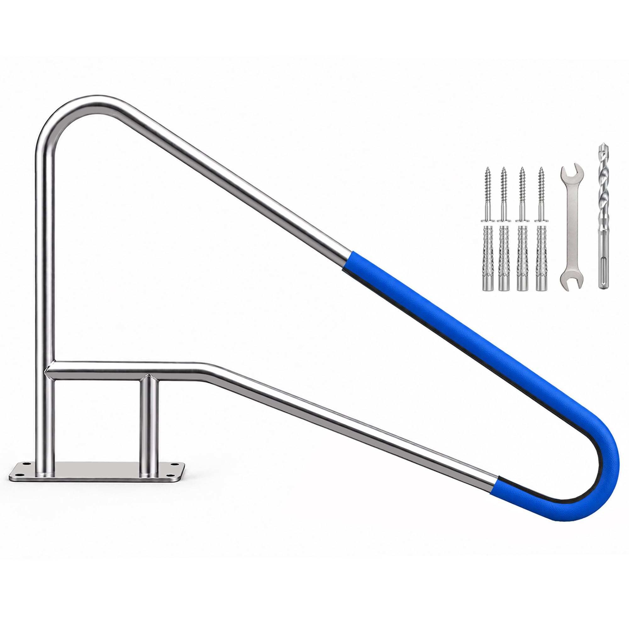 Photo 1 of ***MISSING PARTS***
VERSSURE Pool Handrail, 57" x 32" Pool Railings for Inground Pools, 314 Stainless Steel Swimming Pool Handrail with Non-Slip Grip Cover, Heavy Duty Pool Handrails Support 500 lbs
