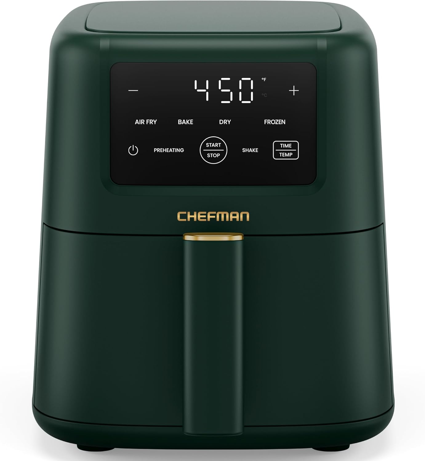 Chefman Air Fryer – 4-in-1 Slim 3.5 QT Airfryer, Air Fry, Bake, Dehydrate, Frozen, 450°F Max Temp for Extra Crispy Results in Minutes, Nonstick Ceramic Coating, Dishwasher-Safe Accessories - Green