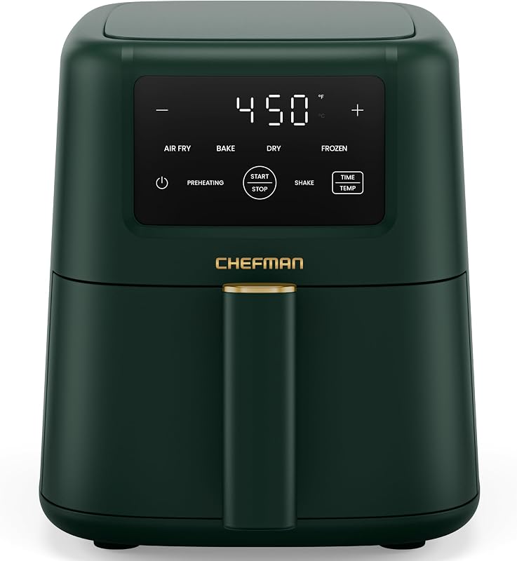 Compact Air Fryer 3.5 QT - Slim Design Fits Small Kitchens, 4-in-1 Air Fry, Bake, Dehydrate, Frozen, 450°F Max Temp, Narrow Footprint Saves Counter Space, Nonstick Ceramic, Dishwasher-Safe
