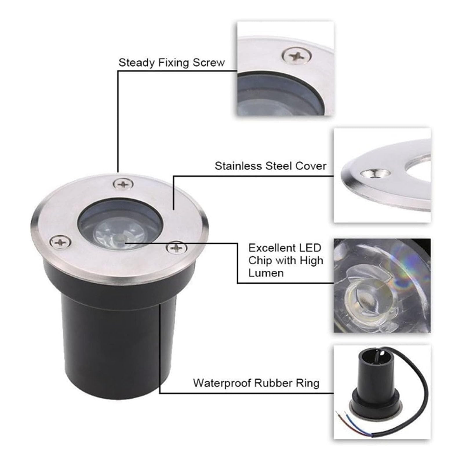 10 sztuk podłogowa lampa krajobrazowa LED - okrągłe wpuszczane reflektory LED 1 W, wodoodporne wpuszczane reflektory IP67, oświetlenie do dekoracji ogrodu na zewnątrz (żółty, 1W-AC24V)