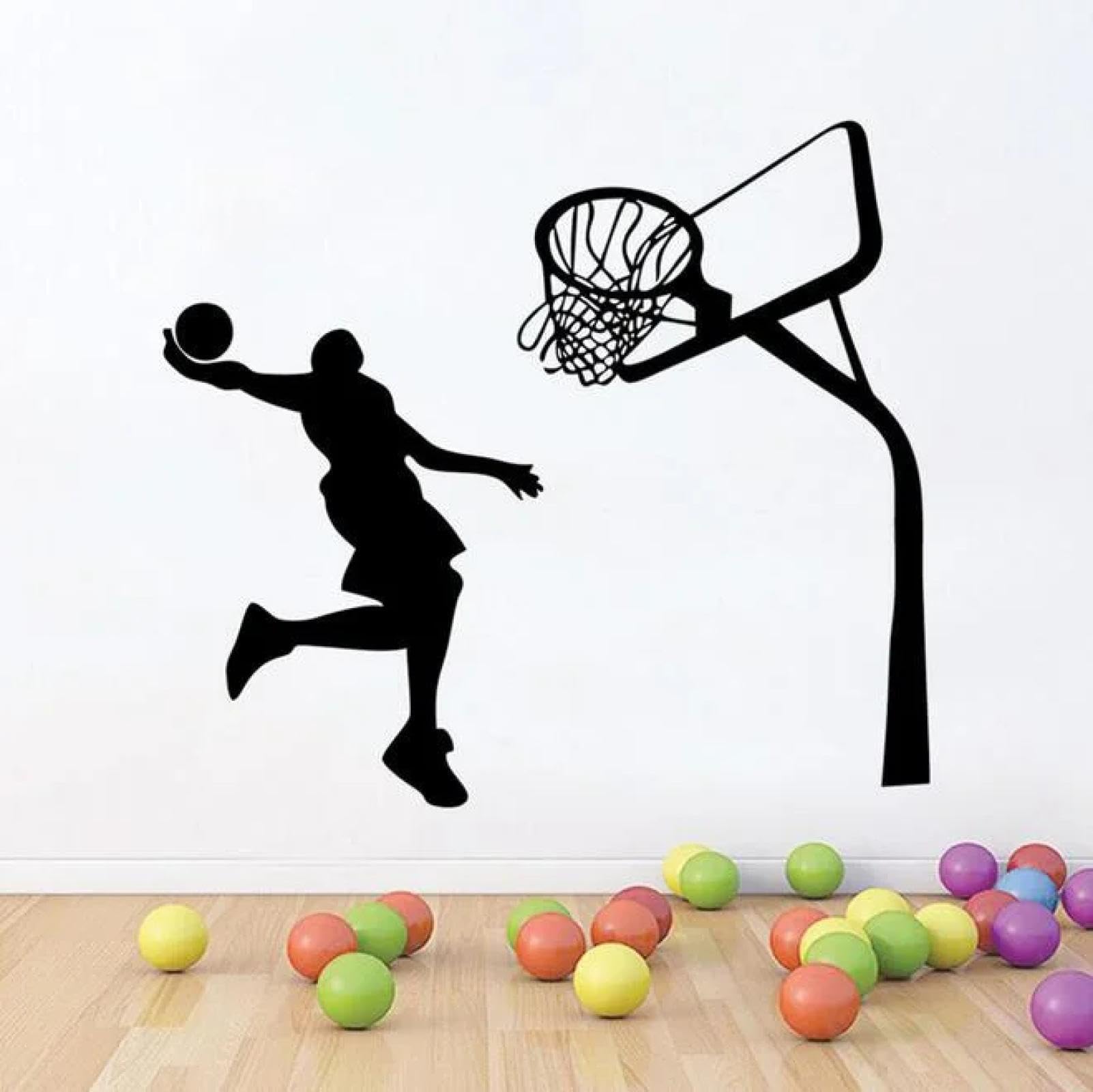 Zealplant Boys Black /Basketball Player Wall Sticker, Living Room Decoration, Dunk Wall Sticker, 'S Bedroom Sports Mural.