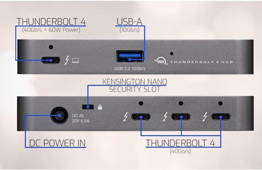 OWC Thunderbolt Hub Dockingstation, grau/schwarz, Thunderbolt 4, USB-A