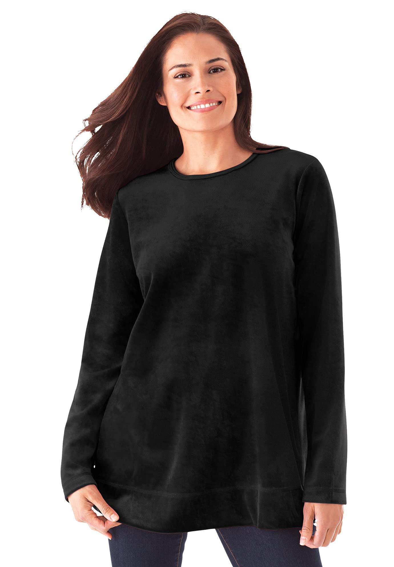 Woman WithinWomen's Plus Size Plush Velour Tunic Sweatshirt