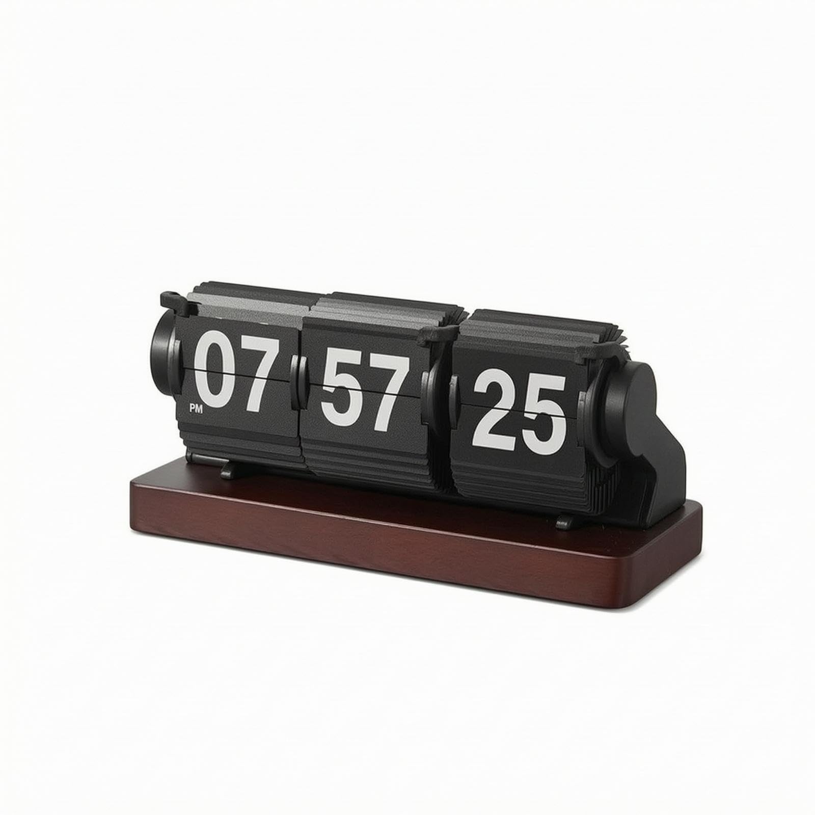 Flip Clock with Wooden Base Mechanical Retro Flip Clock Vintage for Professionals, Students, Office, Study Room Black-image-36