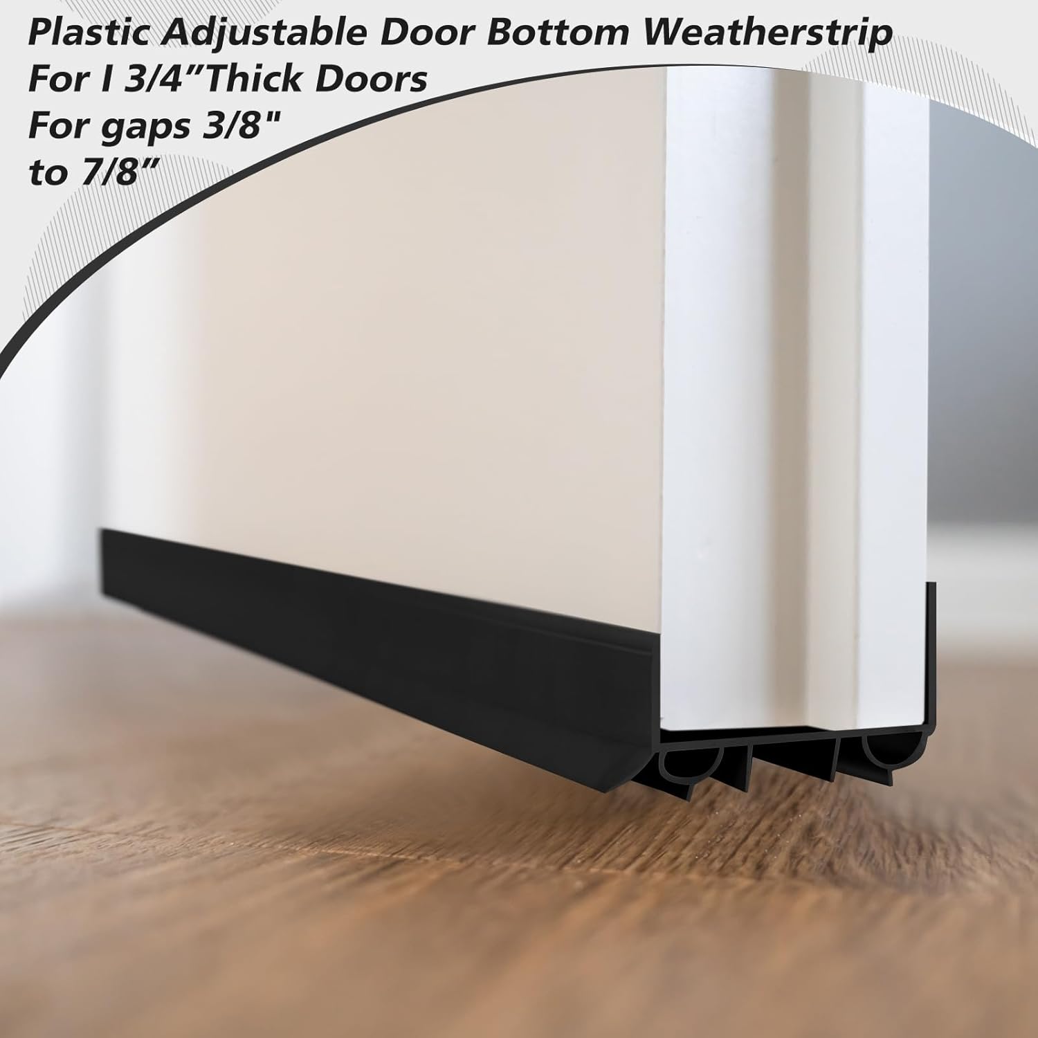 2 Sets Door Sweep Plastic PVC 1 3/4 x 36 Slide on Bottom Exterior Door Seal Strip for Weather Stripping Draft Stopper (Black)