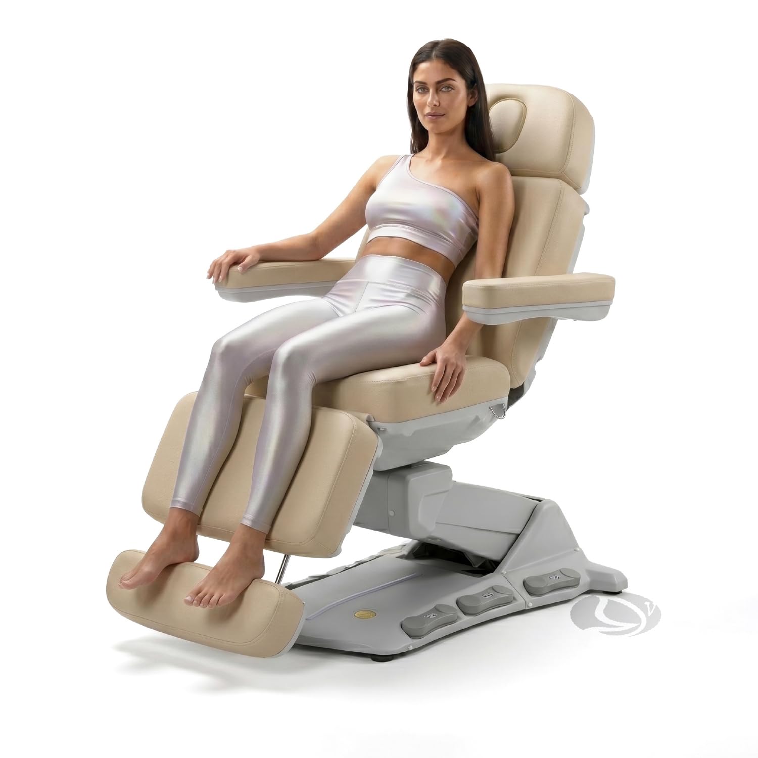 Lettino Estetista Elettrico 4 Motori MaxyCozy Riscaldato, Lettino Massaggio Professionale, Poltrona Pedicure Estetista, Lettino Tattoo e Lashmaker, Portata 200Kg, Regolabile, in Ecopelle Beige