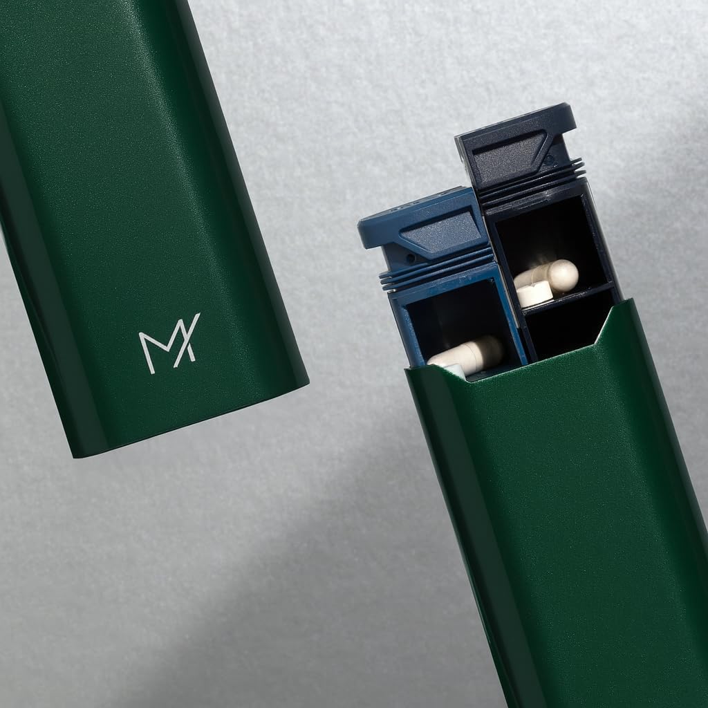 Premium Pillendose aus Metall, 7 Tage morgens abends Pillendose, Grün