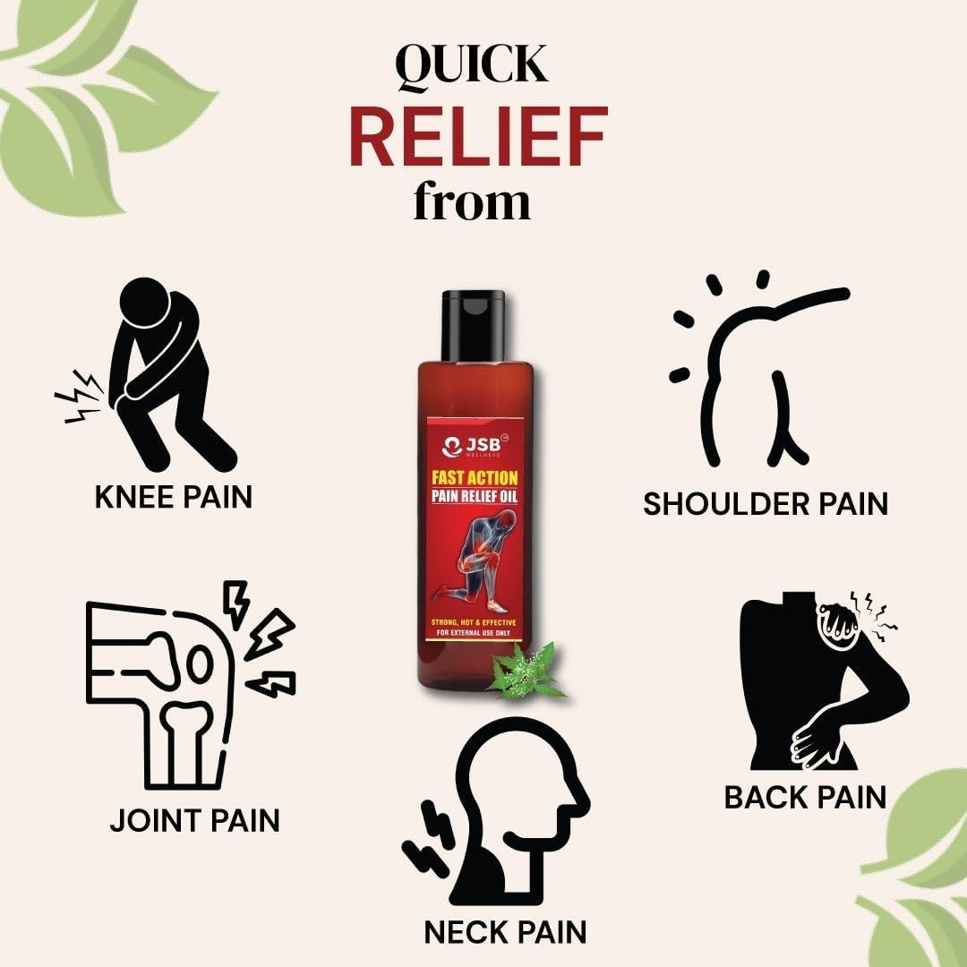 JSB Joint Pain Oil For Fast Action Relief - For Knee, Back, Neck Pain - 100ML - Remains Hot Upto 10Hrs - Swelling & Joint Inflammation Relief - Ayurvedic Herbal Oil - Muscle Relief - 100% Natural 2