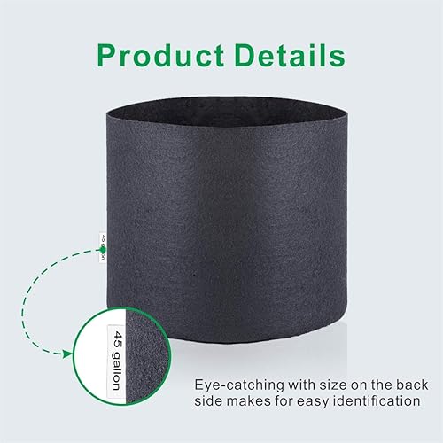 Miniatura 4 de TopoLite - Bolsas de cultivo de 45 gal3 unidades, color negro