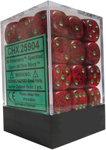 Chessex CHX25904 Dice-Speckled Juego de fresas 36D6, Fresa moteada