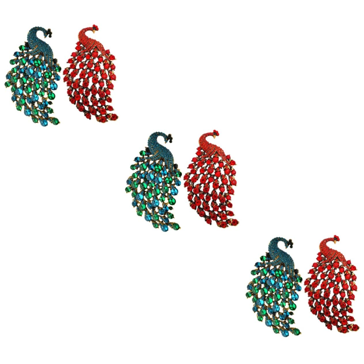 LIFKOME 6piezas Rhinestone Peacock Brooches Broches Decorativos De Para Mujeres Accesorios Elegantes Para Vestidos y Escotes