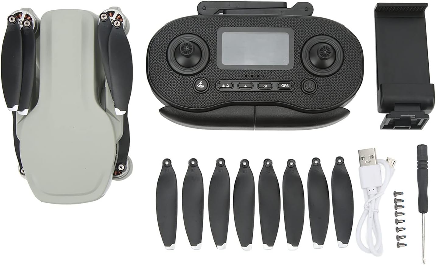 Kufoo Brushless RC Drone One Key Return GPS Smart Follow Gray 4K HD Camera RC Quadcopter Over 14 Years for Aerial Photography (Three Battery), Kufoopikaf4swu8-12