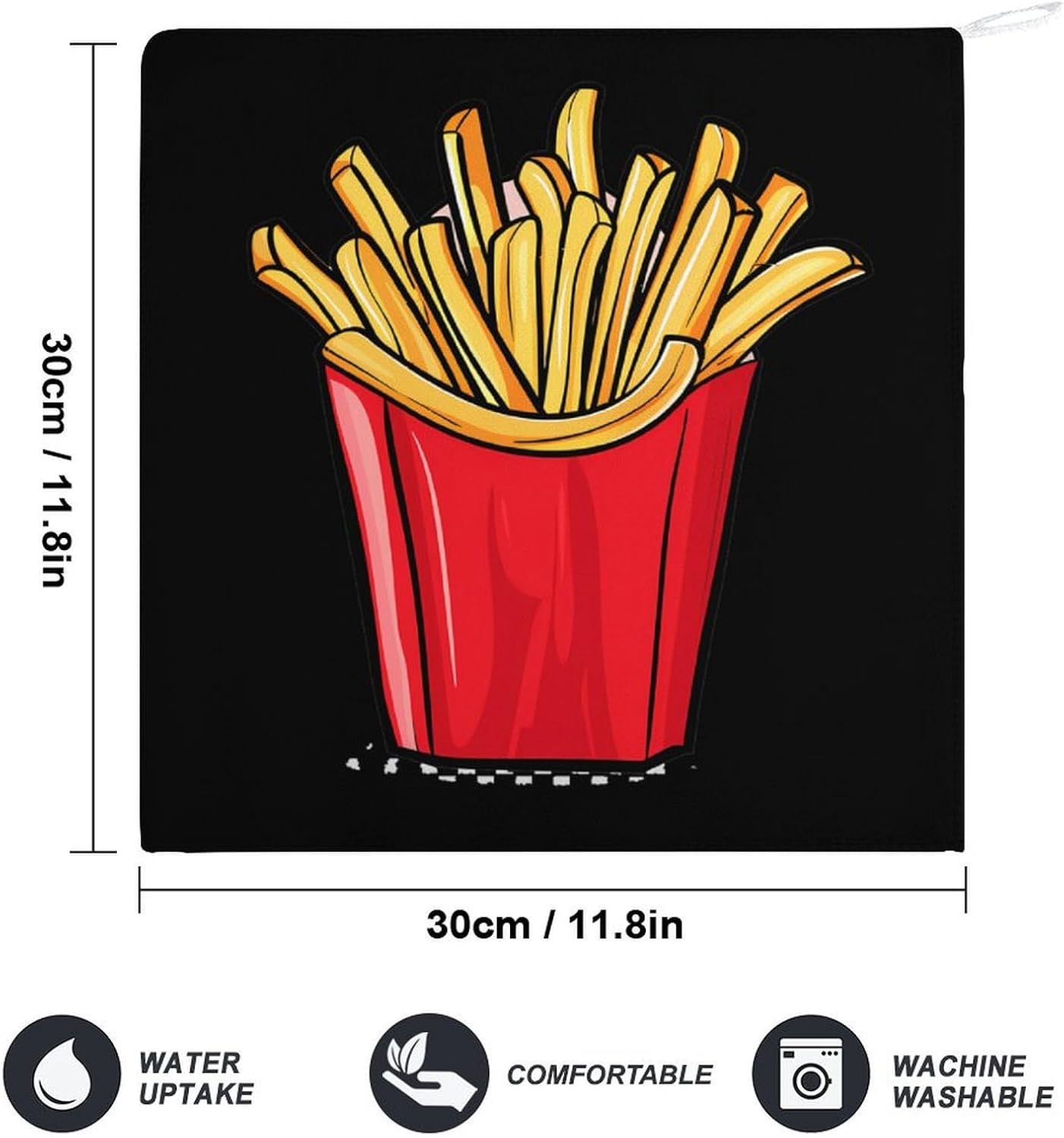 French Fries Hand Towels for Bathroom Kitchen Towels Small Towel Handkerchiefs with Hanging Loop 4PCS