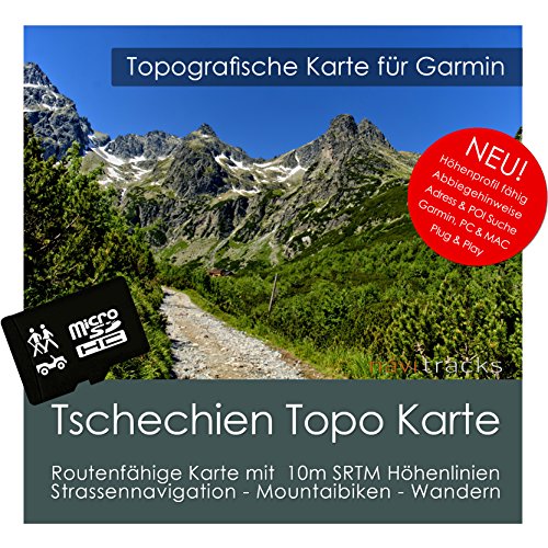 Tschechien Garmin Karte TOPO 4 GB microSD. Topografische GPS Freizeitkarte Fahrrad Wandern Touren Trekking Geocaching Outdoor. Navigationsgeräte & PC