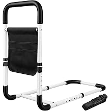 Bed Rails for Elderly Adults with Storage Bag, Bed Assist Rail with Removable Reinforced Armrest Fall Prevention Guard Fixing Strap Fit King Queen Full Twin Medium Support Up to 330lbs