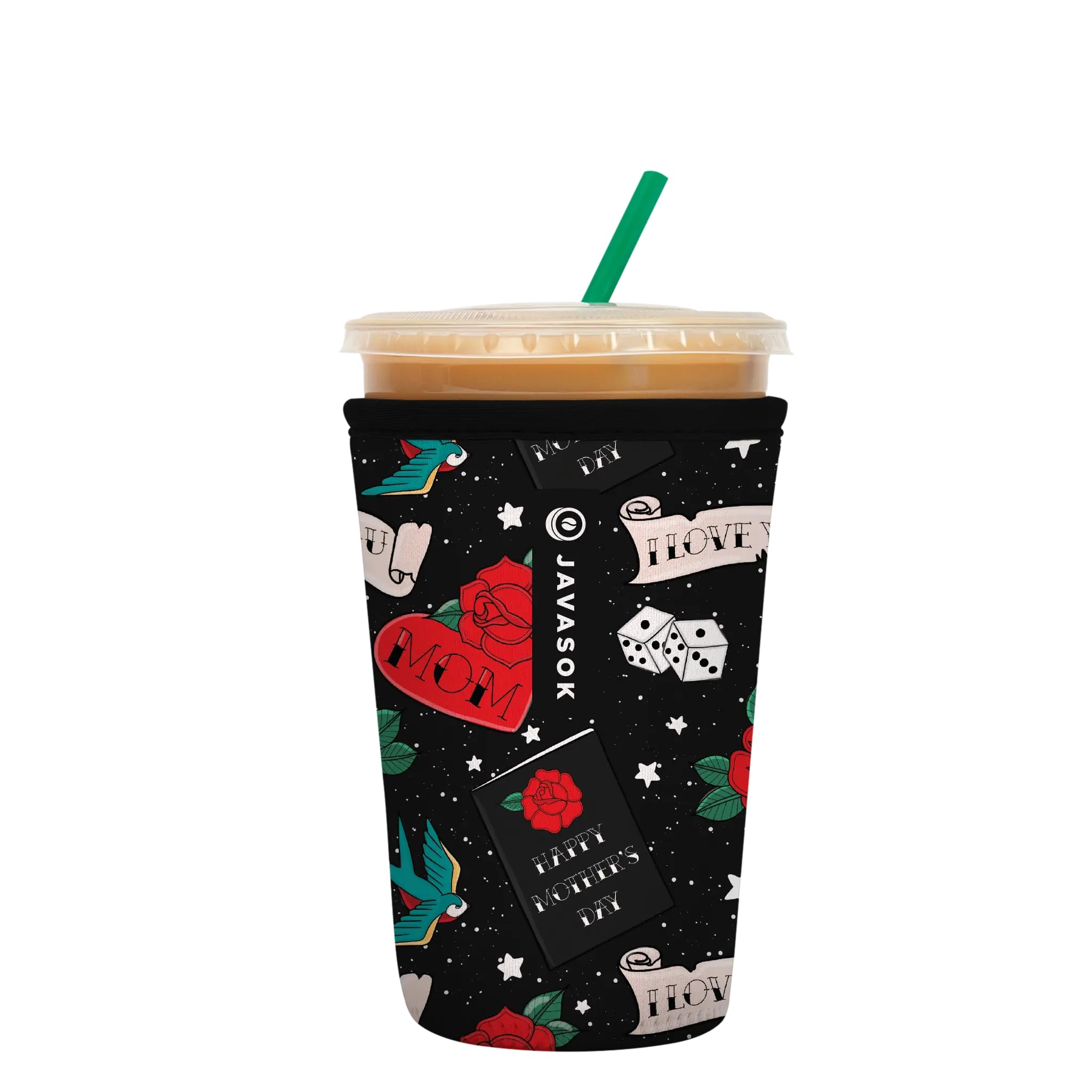 Sok It JavaSok Iced Coffee &amp; Cold Soda Insulated Neoprene Cup Sleeve (Heart &amp; Soul, Medium: 22-28oz)