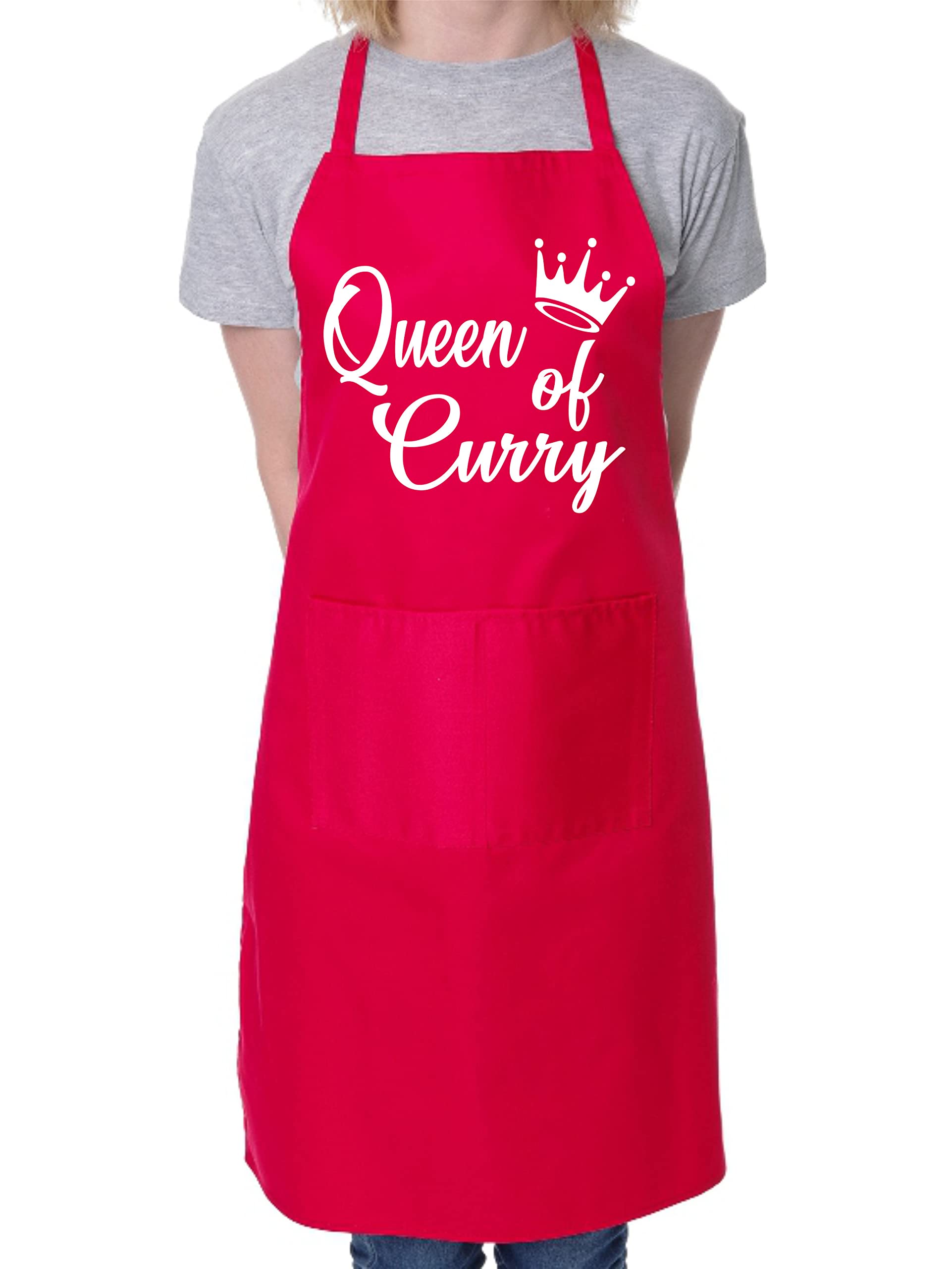 Print4U Queen Of Curry Ladies Funny Slogan Novelty Cooking BBQ Apron Red