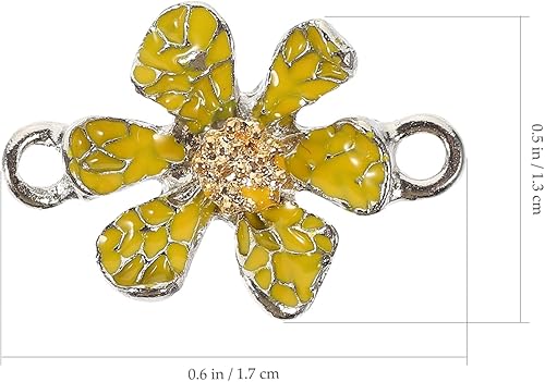 Miniatura 2 de Accesorios para llavero, 30 piezas, colgante de flor esmaltada, dije de margarita, dijes florales con doble para pulseras, aretes, collares,