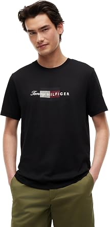 Tommy Hilfiger Men's Script Flag Regular Tee Mw0mw43226 S/S T-Shirt Pack of 1