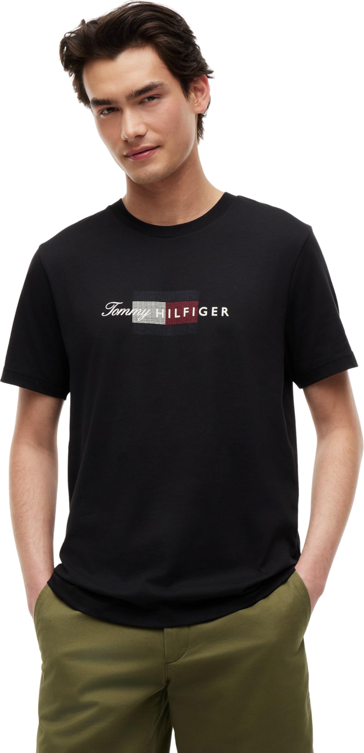 Tommy Hilfiger Msw Flag Graphic Jersey T-Shirt - Black