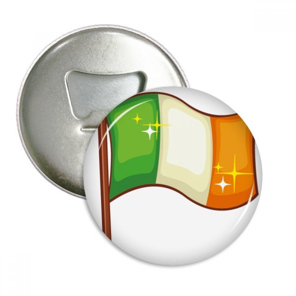 Ouvre Bouteille Ronde Jour de l'Irlande Badge Pins 3pcs Aimants pour Réfrigérateur St.Patrick Argent
