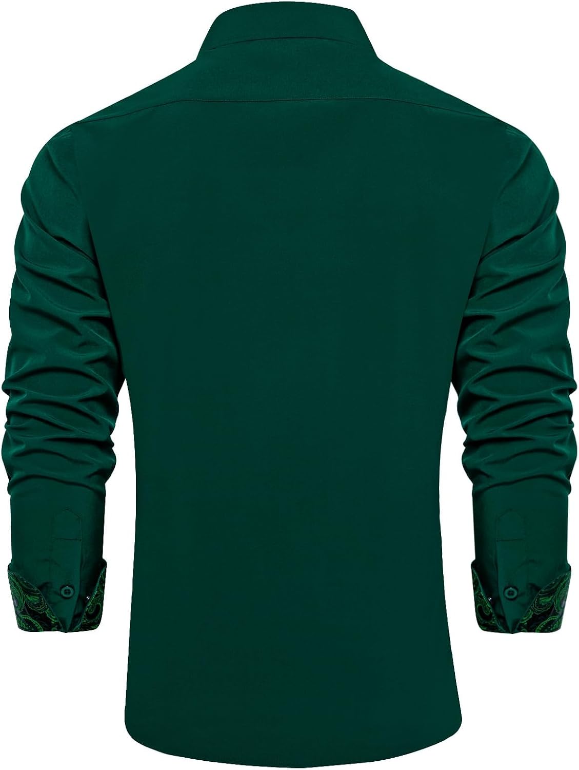 DiBanGu Mens Stretch Dress Shirt Long Sleeve Button Down Shirt Cotton Business Casual Shirts with Inner Contrast Wedding Prom, Emerald Green, 3X-Large