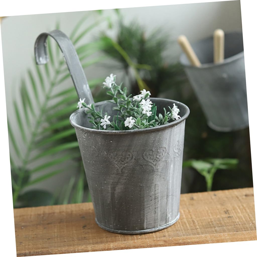 5 Stück Vintage Eisenblumentöpfe zum Hängen Balkoneimer im Landhausstil für Seiden und Trockenblumen für Außenwände und Gartenlauben
