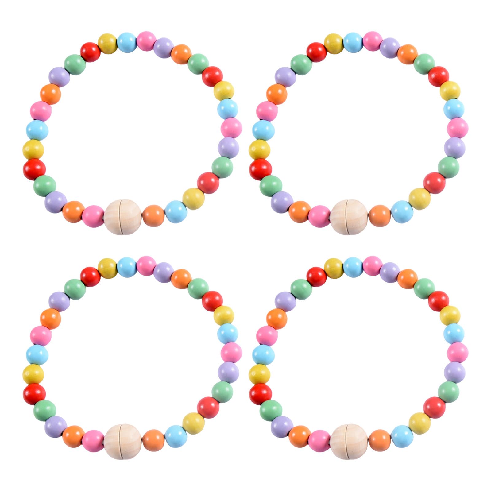 Nucelit Of 4 Farmhouses Rainbow Wood Beads Curtain Tiebacks with Strong Draperies Holdbacks for Window Decors Farmhouses Decors Tiebacks