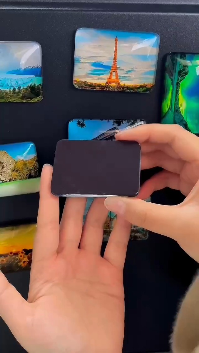 Imán decorativo rectangular de cristal para refrigerador miniatura 6