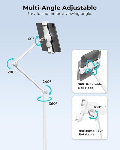 Miniatura 3 de Viozon Soporte de piso para tableta, compatible con teléfono/tableta de 4.7 a 13 pulgadas, iPhone 15 Plus/Pro Max, iPad, Kindle, soporte de teléfono