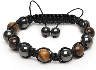 Zebredellas A37 Unique Tiger Eye Hematite Gemstone Beaded Shamballa Macrame Classic Bracelet Men's Unisex Hand-Made in Britain Zodiac Aries Aquarius Capricorn Leo
