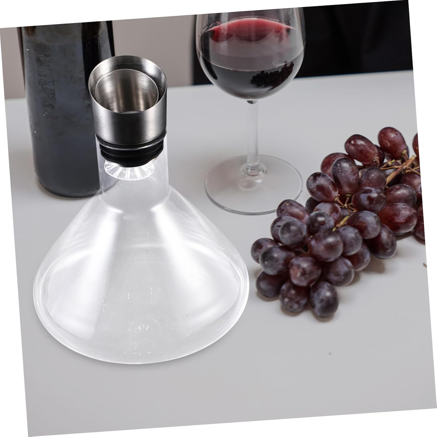Fast Wine Aeration Glass Decanter with Pourer Liquor Divider and Dispenser for Home Brewing and Barware Space Saving Wine Decanter Container