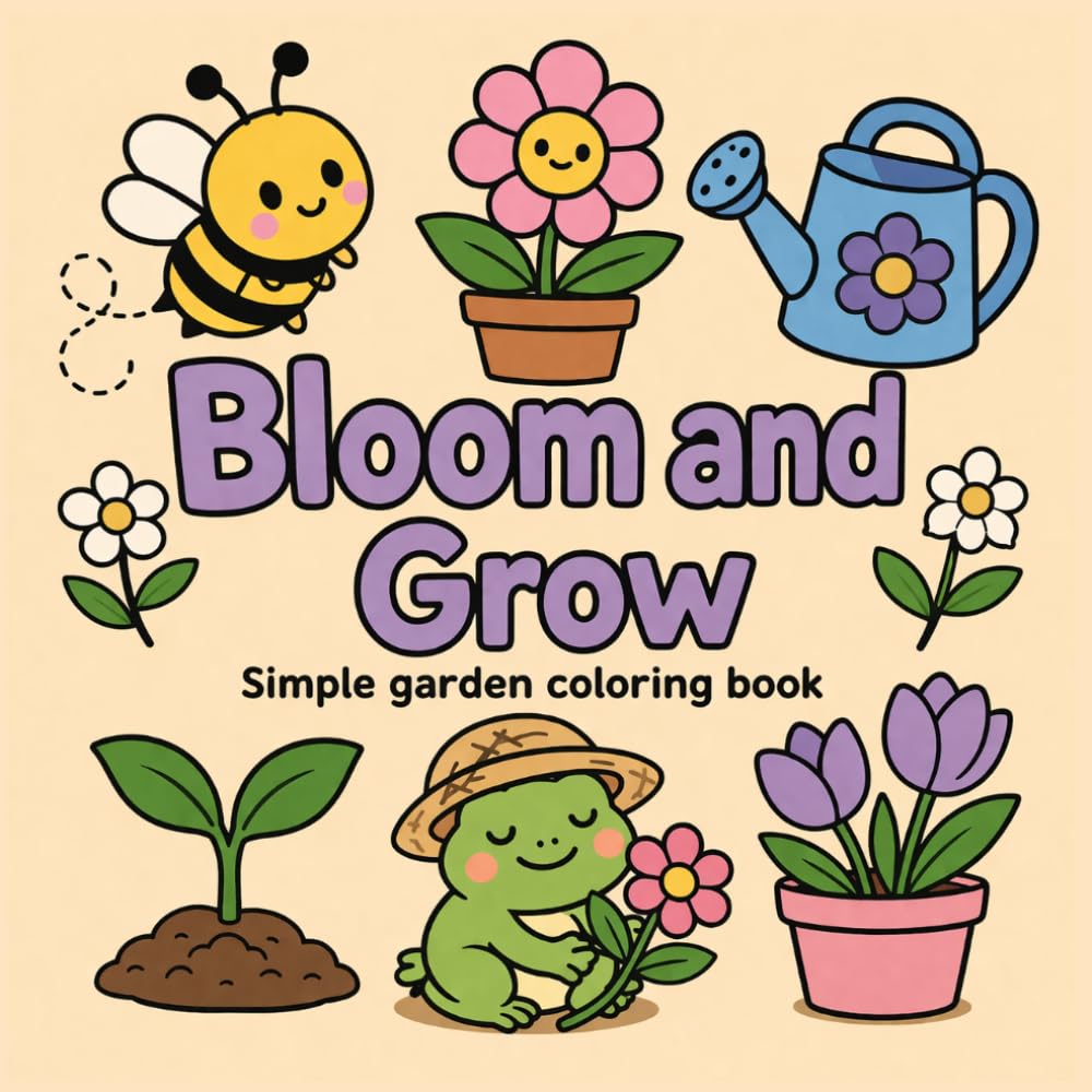 Bloom and Grow: Simple Garden Coloring Book