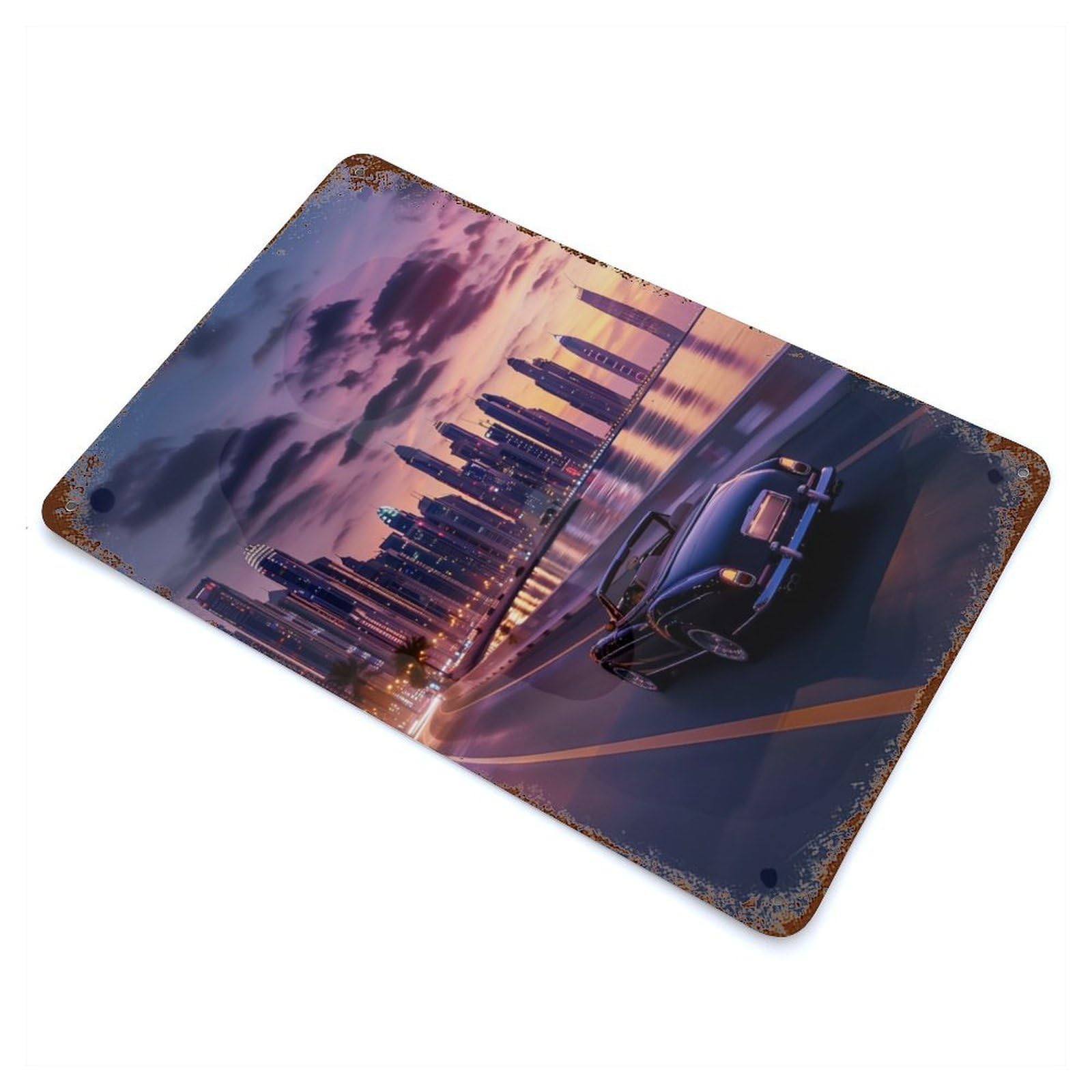Skyline Reflections Vintage Metal Tin Sign 11.8"x7.9", Ideal for Cafe, Home Bar And Lounge Decor